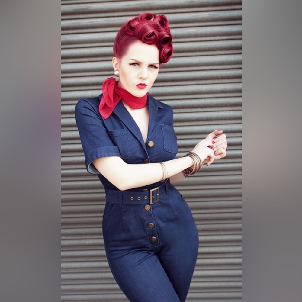COPY - Uk16 USA12 Collectif Jumpsuit denim slight stretch